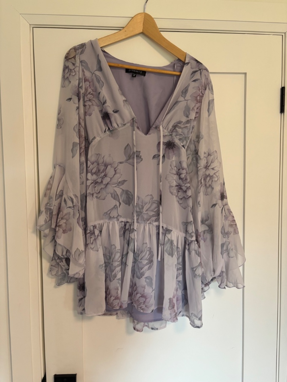 Purple Ruffled Mini Dress - Picture 6 of 8